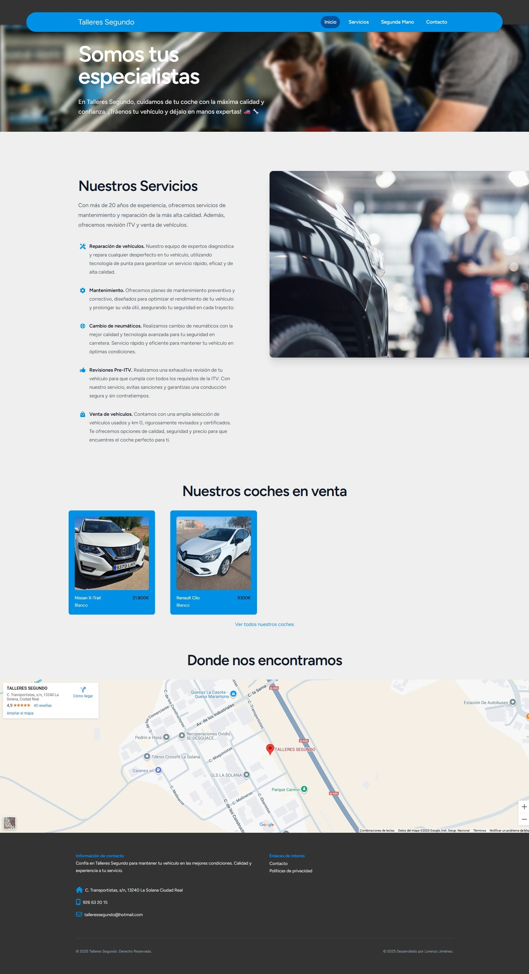 Vista previa de web Talleres Segundo