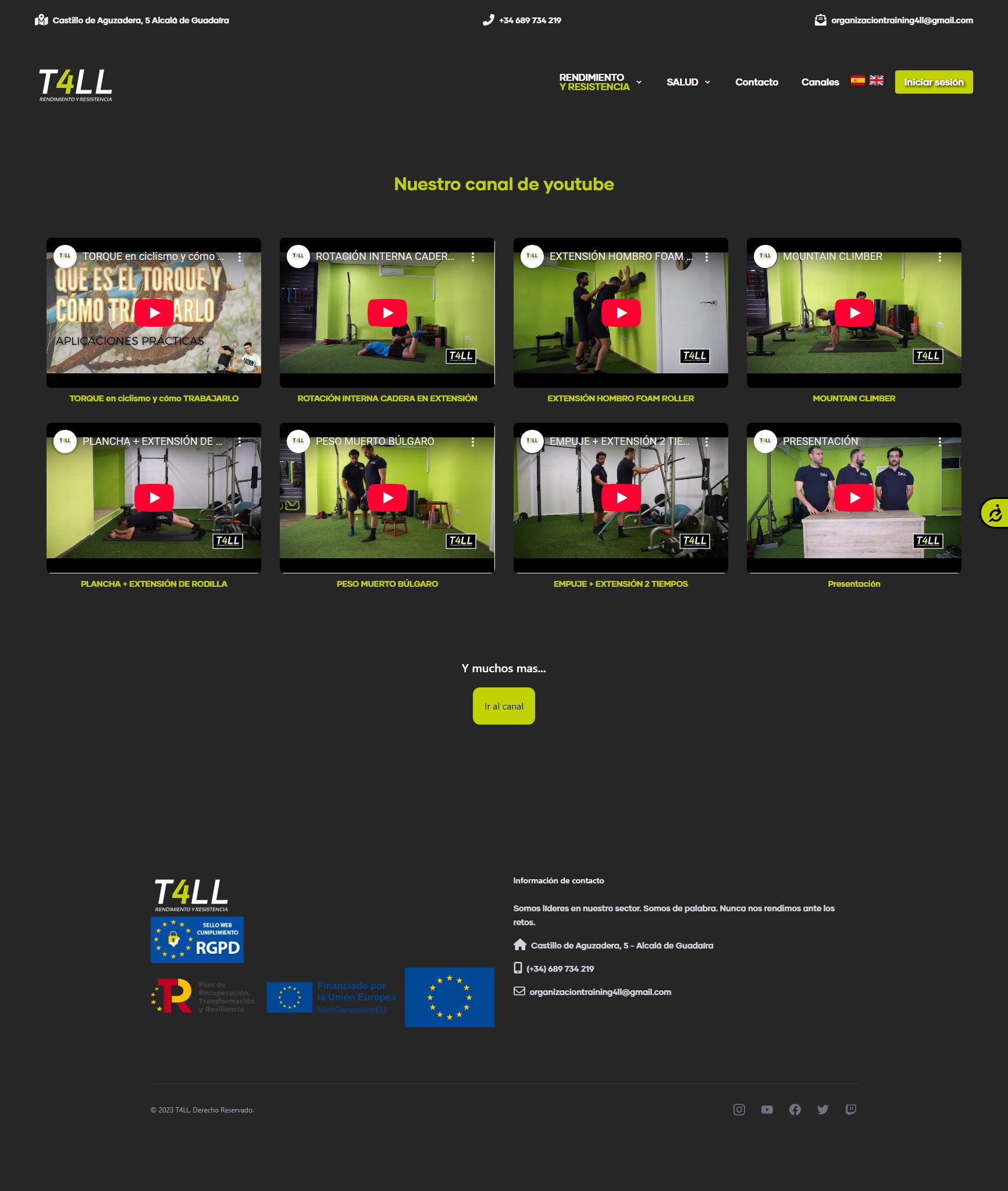 Vista previa de web Training 4ll
