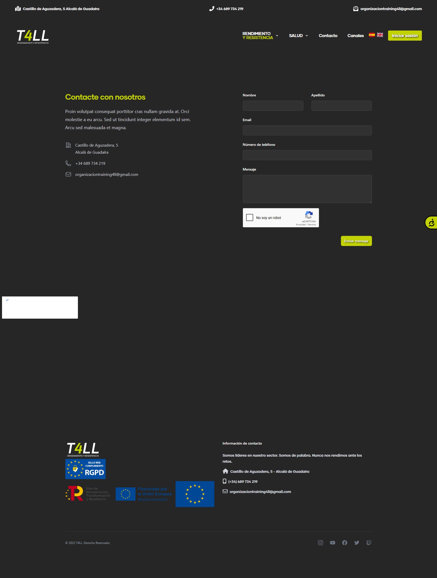 Vista previa de web Training 4ll