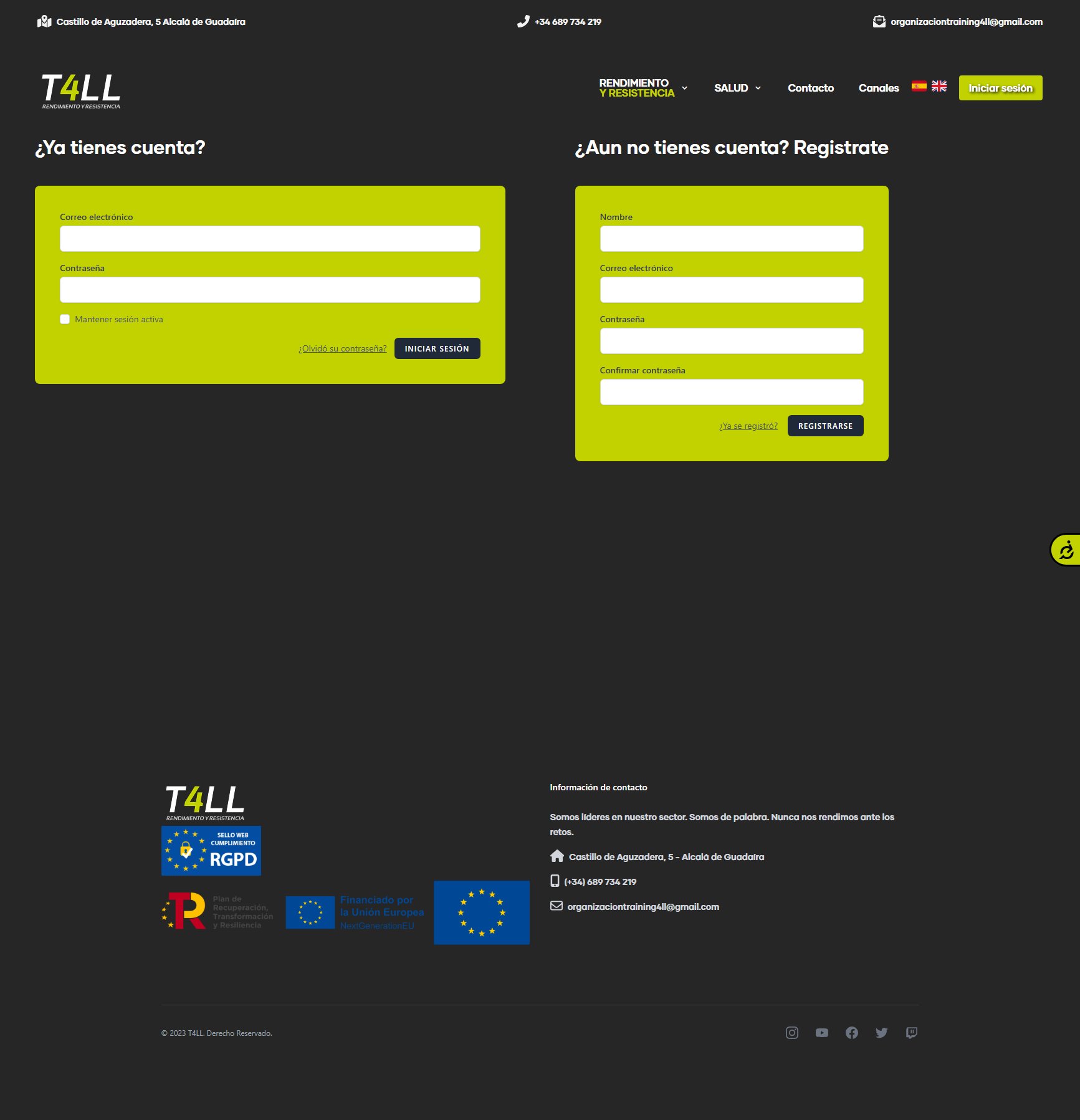 Vista previa de web Training 4ll