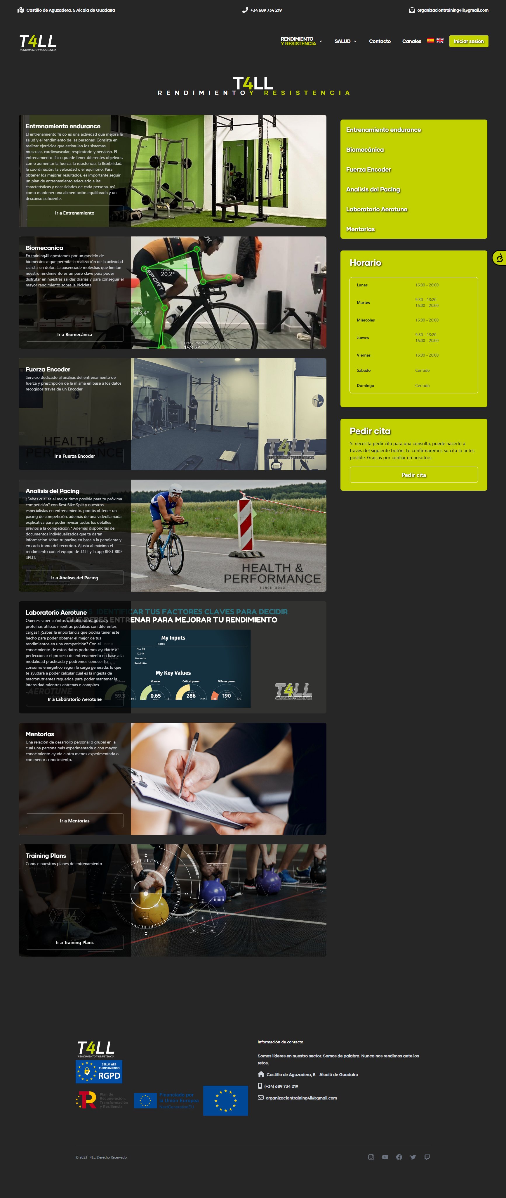 Vista previa de web Training 4ll