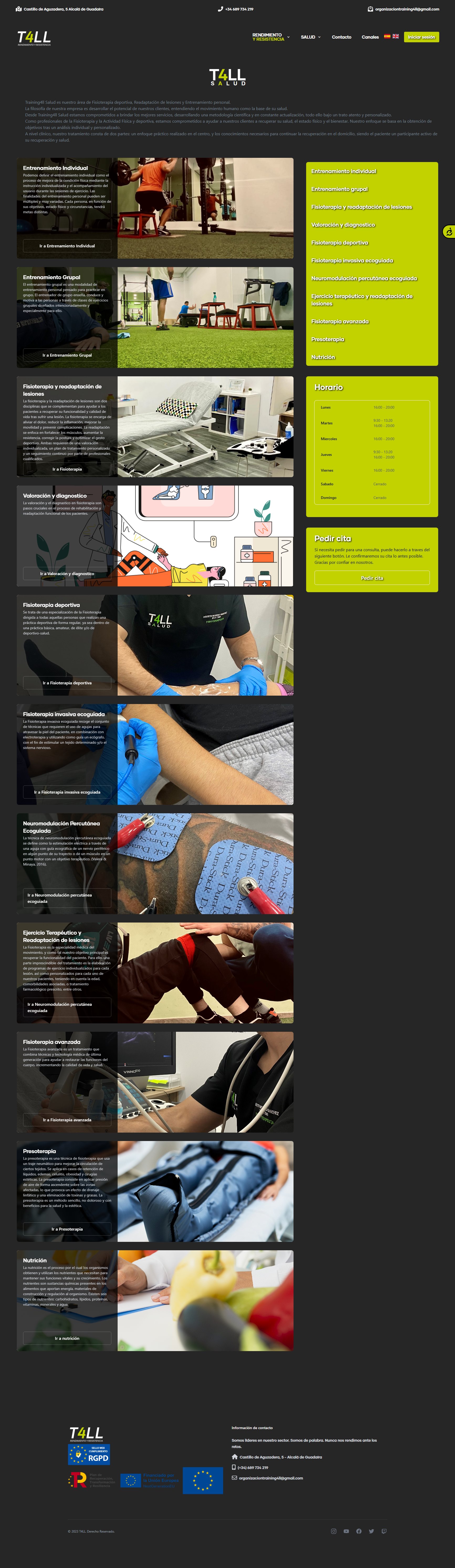Vista previa de web Training 4ll